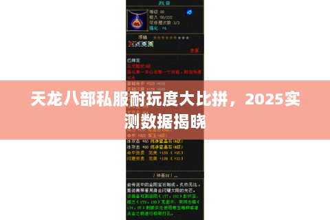 天龙八部私服耐玩度大比拼，2025实测数据揭晓