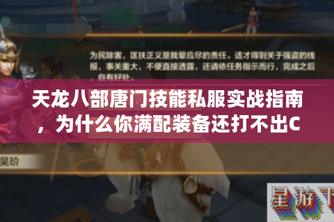 天龙八部唐门技能私服实战指南，为什么你满配装备还打不出C位输出？