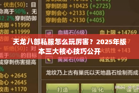 天龙八部私服怎么玩厉害?2025年版本三大核心技巧公开 天龙八部私服怎么玩厉害?2025年版本三大核心技巧公开