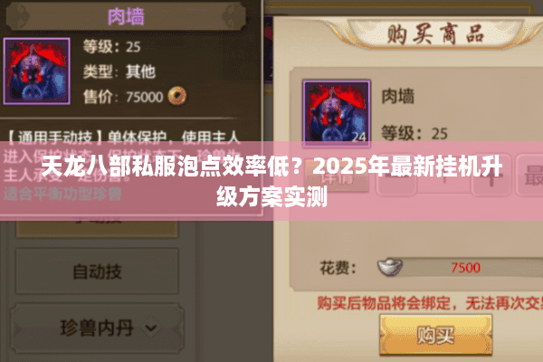 天龙八部私服泡点效率低？2025年最新挂机升级方案实测