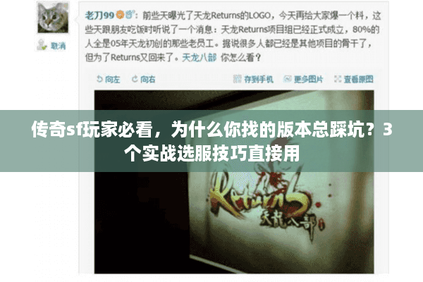 传奇sf玩家必看，为什么你找的版本总踩坑？3个实战选服技巧直接用
