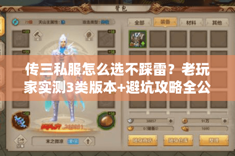 传三私服怎么选不踩雷？老玩家实测3类版本+避坑攻略全公开