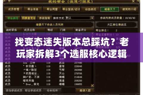 找变态迷失版本总踩坑？老玩家拆解3个选服核心逻辑+1个必试的正宗版本