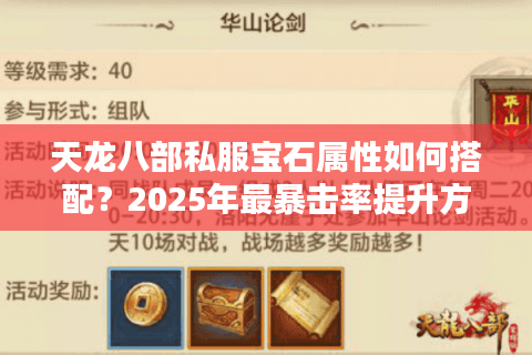 天龙八部私服宝石属性如何搭配？2025年最暴击率提升方案实测