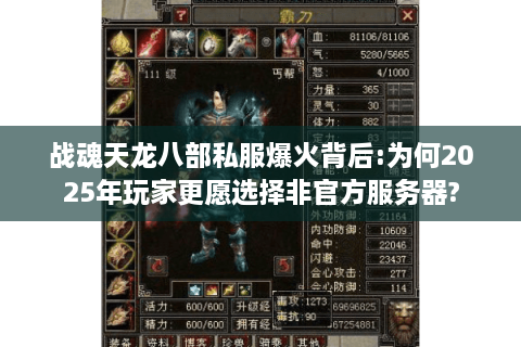 战魂天龙八部私服爆火背后:为何2025年玩家更愿选择非官方服务器?