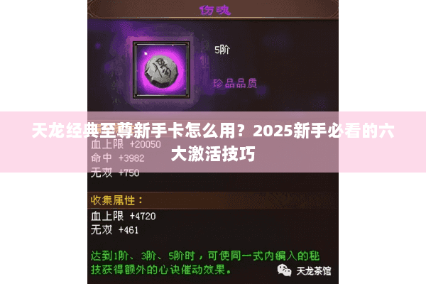 天龙经典至尊新手卡怎么用？2025新手必看的六大激活技巧