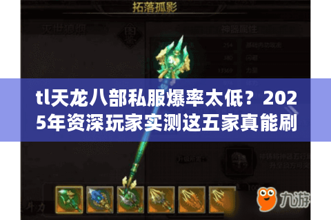 tl天龙八部私服爆率太低？2025年资深玩家实测这五家真能刷神装