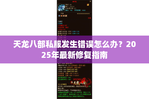 天龙八部私服发生错误怎么办？2025年最新修复指南