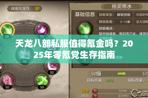 天龙八部私服值得氪金吗？2025年零氪党生存指南