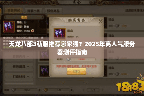 天龙八部3私服推荐哪家强？2025年高人气服务器测评指南