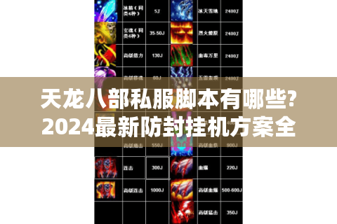 天龙八部私服脚本有哪些?2024最新防封挂机方案全解析