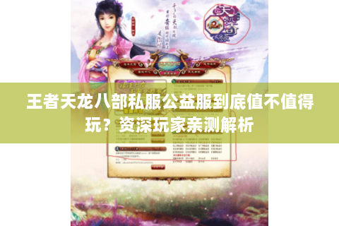 王者天龙八部私服公益服到底值不值得玩？资深玩家亲测解析