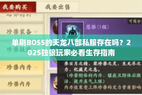 单刷BOSS的天龙八部私服存在吗？2025独狼玩家必看生存指南