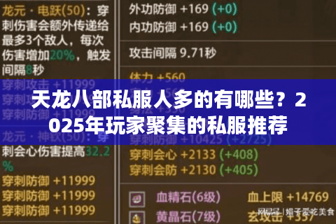 天龙八部私服人多的有哪些？2025年玩家聚集的私服推荐