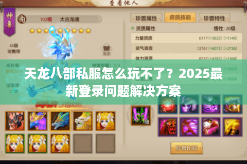 天龙八部私服怎么玩不了？2025最新登录问题解决方案