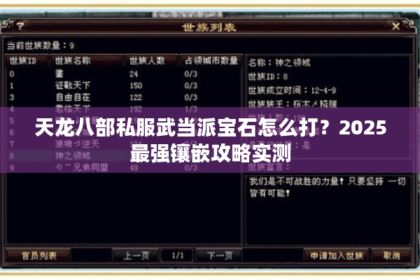 天龙八部私服武当派宝石怎么打？2025最强镶嵌攻略实测
