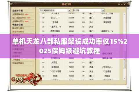 单机天龙八部私服架设成功率仅15%2025保姆级避坑教程 单机天龙八部私服架设成功率仅15%2025保姆级避坑教程