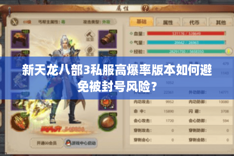 新天龙八部3私服高爆率版本如何避免被封号风险？