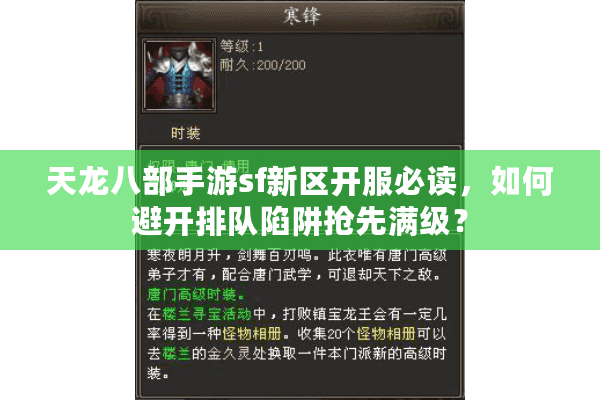 天龙八部手游sf新区开服必读,如何避开排队陷阱抢先满级? 天龙八部手游sf新区开服必读,如何避开排队陷阱抢先满级?
