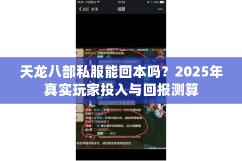 天龙八部私服能回本吗？2025年真实玩家投入与回报测算