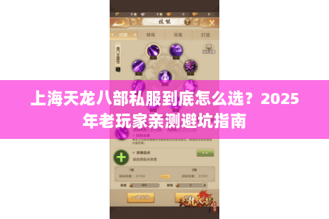 上海天龙八部私服到底怎么选？2025年老玩家亲测避坑指南