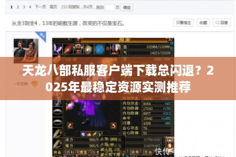 天龙八部私服客户端下载总闪退？2025年最稳定资源实测推荐