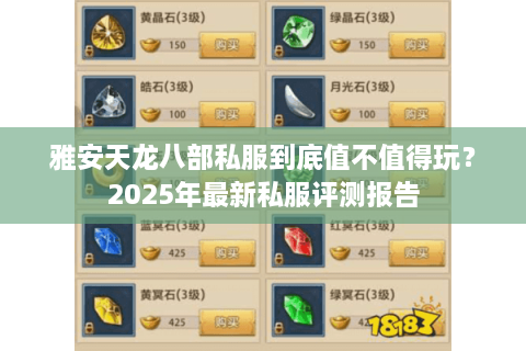 雅安天龙八部私服到底值不值得玩？2025年最新私服评测报告