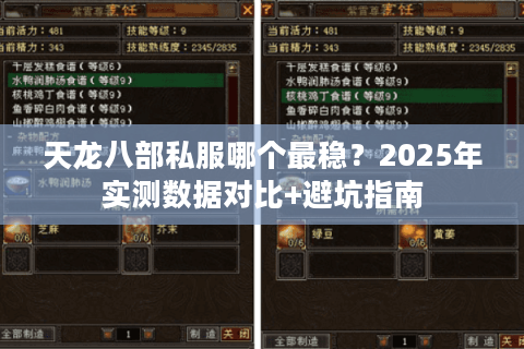 天龙八部私服哪个最稳？2025年实测数据对比+避坑指南