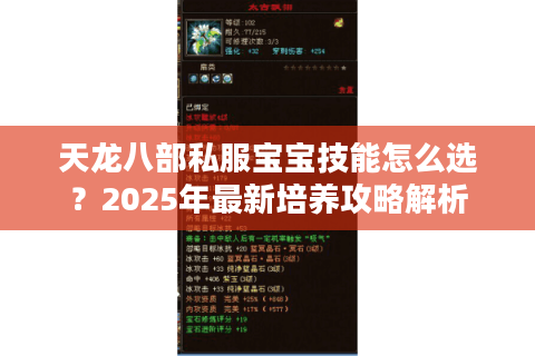 天龙八部私服宝宝技能怎么选？2025年最新培养攻略解析