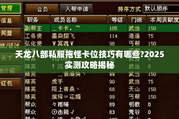 天龙八部私服拖怪卡位技巧有哪些?2025实测攻略揭秘