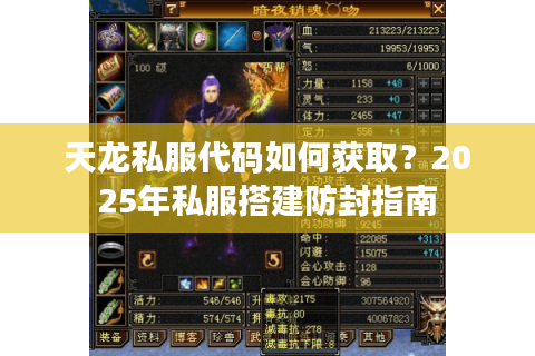 天龙私服代码如何获取？2025年私服搭建防封指南