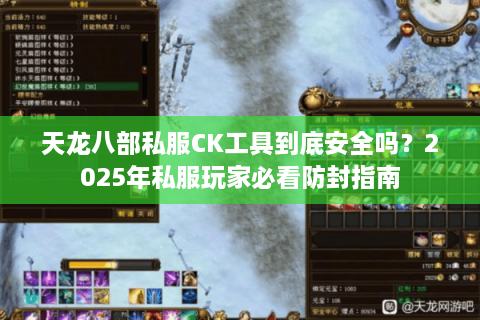 天龙八部私服CK工具到底安全吗？2025年私服玩家必看防封指南