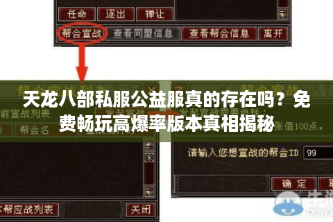 天龙八部私服公益服真的存在吗？免费畅玩高爆率版本真相揭秘