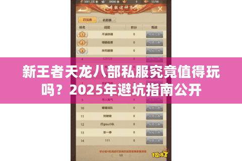 新王者天龙八部私服究竟值得玩吗？2025年避坑指南公开