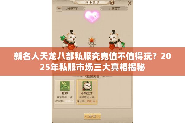 新名人天龙八部私服究竟值不值得玩？2025年私服市场三大真相揭秘