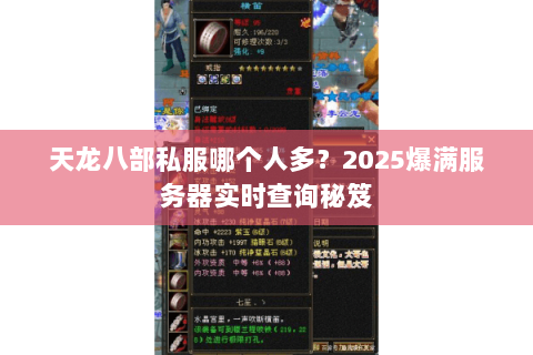 天龙八部私服哪个人多？2025爆满服务器实时查询秘笈