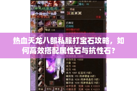 热血天龙八部私服打宝石攻略，如何高效搭配属性石与抗性石？