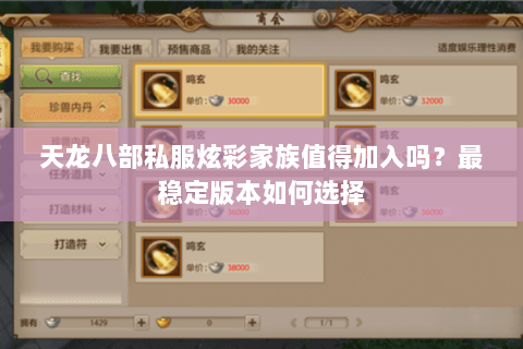 天龙八部私服炫彩家族值得加入吗？最稳定版本如何选择