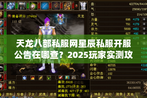 天龙八部私服网星辰私服开服公告在哪查？2025玩家实测攻略